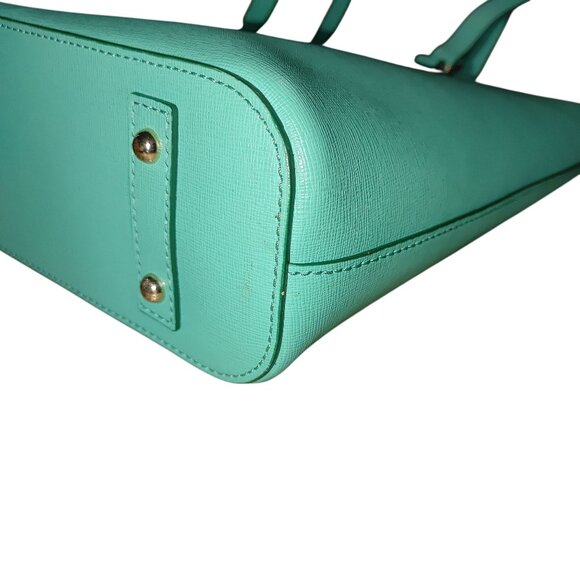 Dooney Bourke Saffiano Leather Shopper Tote Bag Satchel Turquoise Teal Wallet - Picture 14 of 15